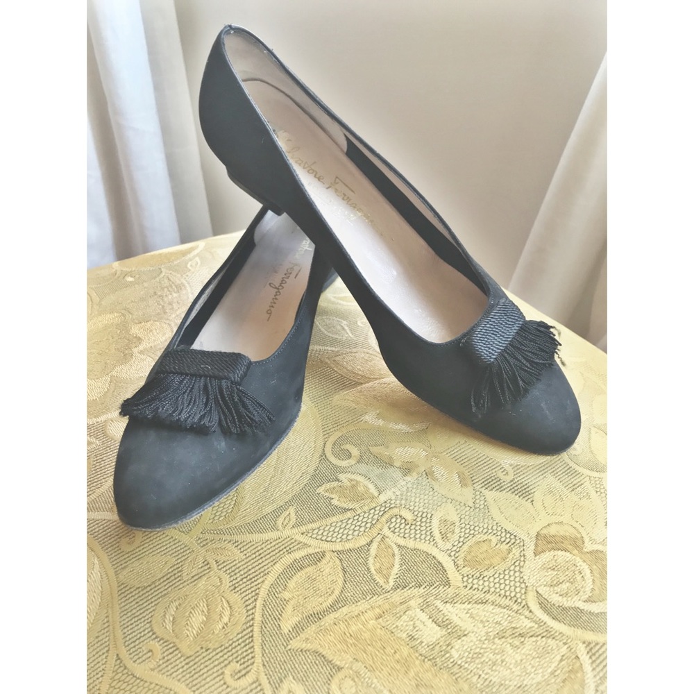 Salvatore Ferragamo Suede Tassel Heel